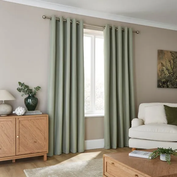 Rotterdam Herringbone Blackout Eyelet Curtains 2