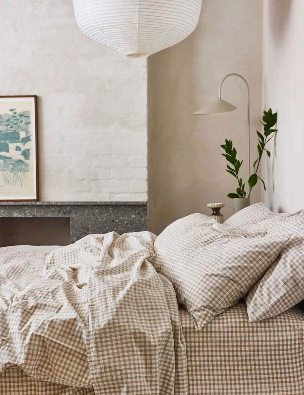 Piglet In Bed Washed Cotton Gingham Duvet Cover Natural Mix