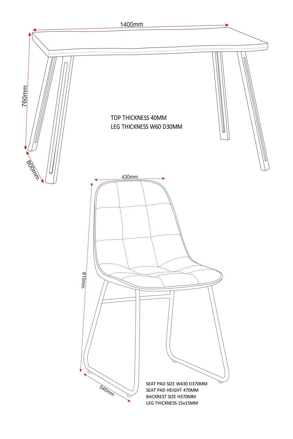Seconique Quebec Wave Edge Dining Set with Lukas Chairs in Grey 5