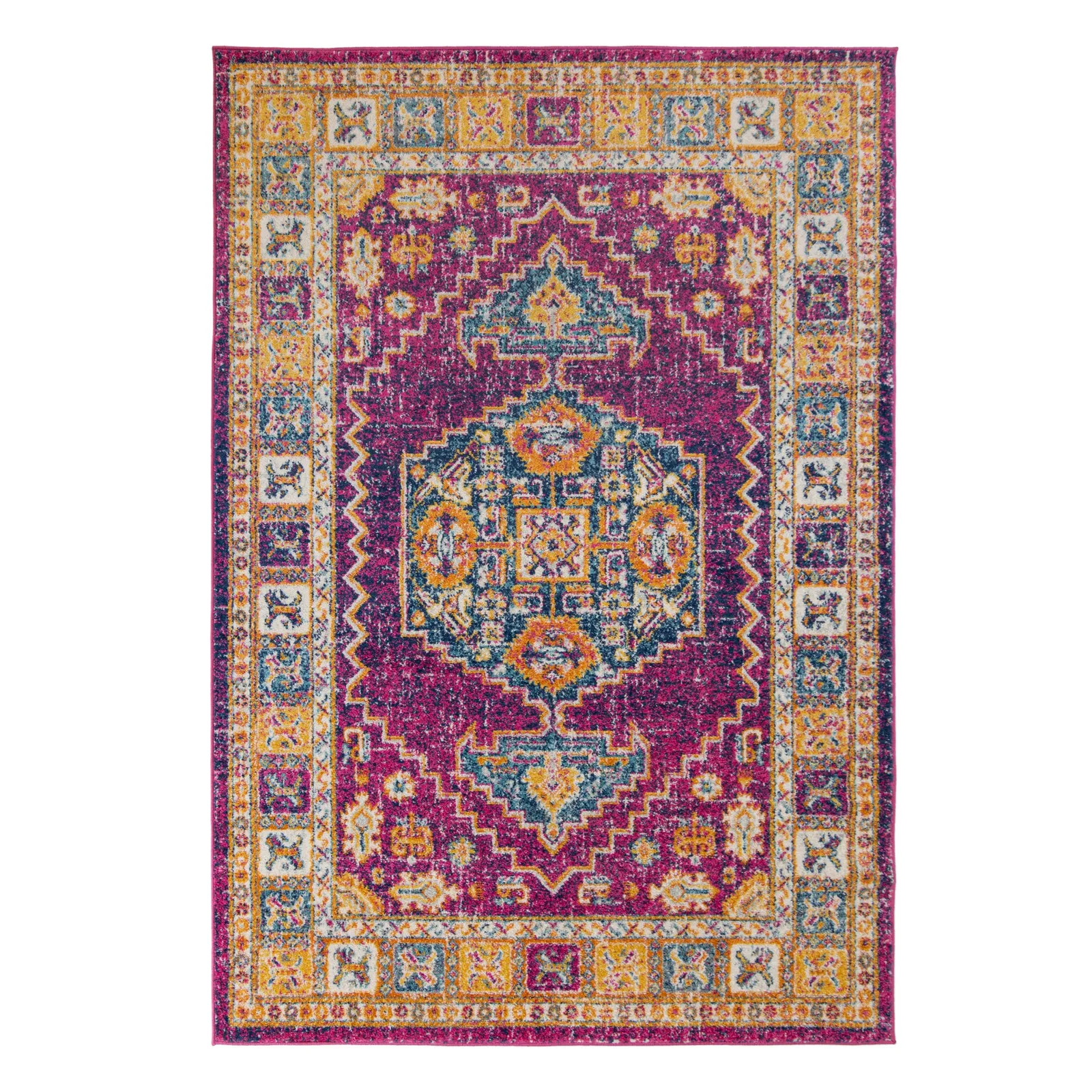 Urban Traditional Rug Pink, Yellow and Blue