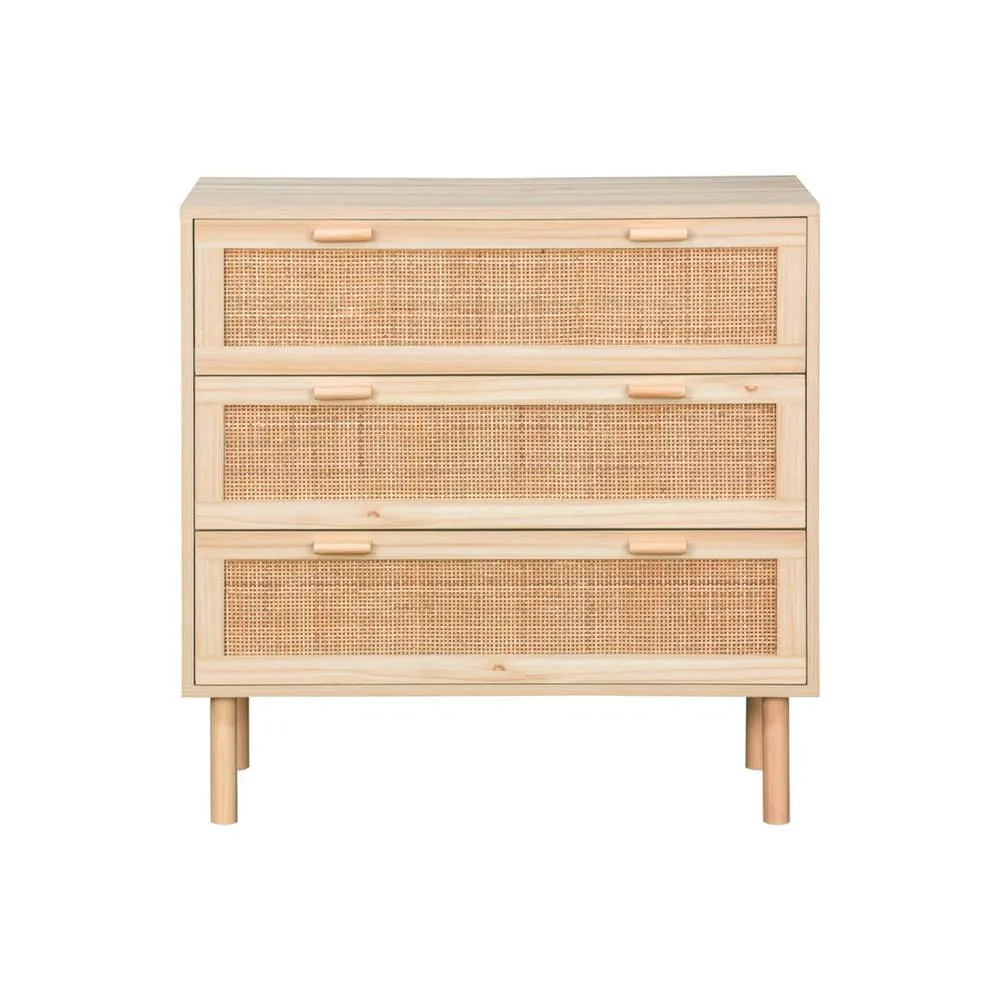 sweeek 3-drawer chest with cane & wooden effect in Beige 6