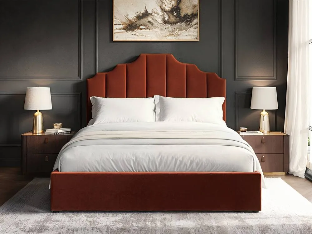 Flair Margot Ottoman Bed Burnt Orange Velvet 3