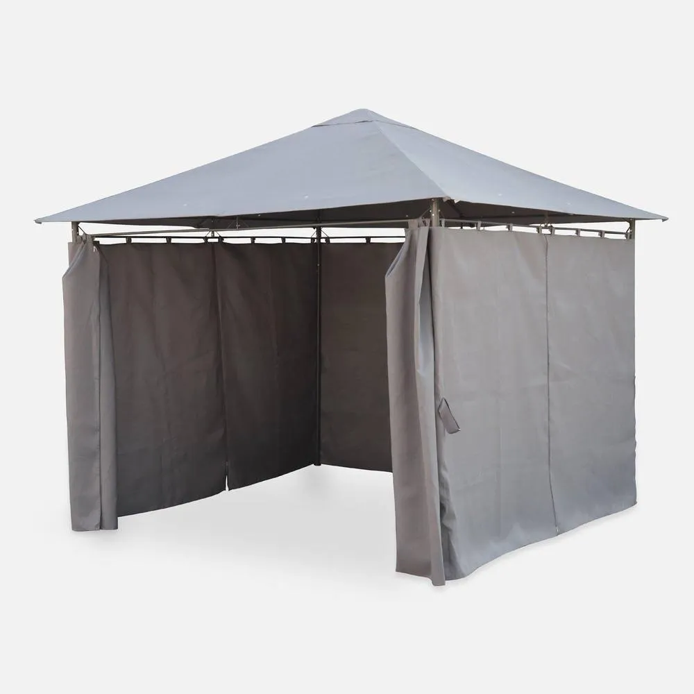sweeek Heavy Duty 3x3m Gazebo With Curtains in Grey 2