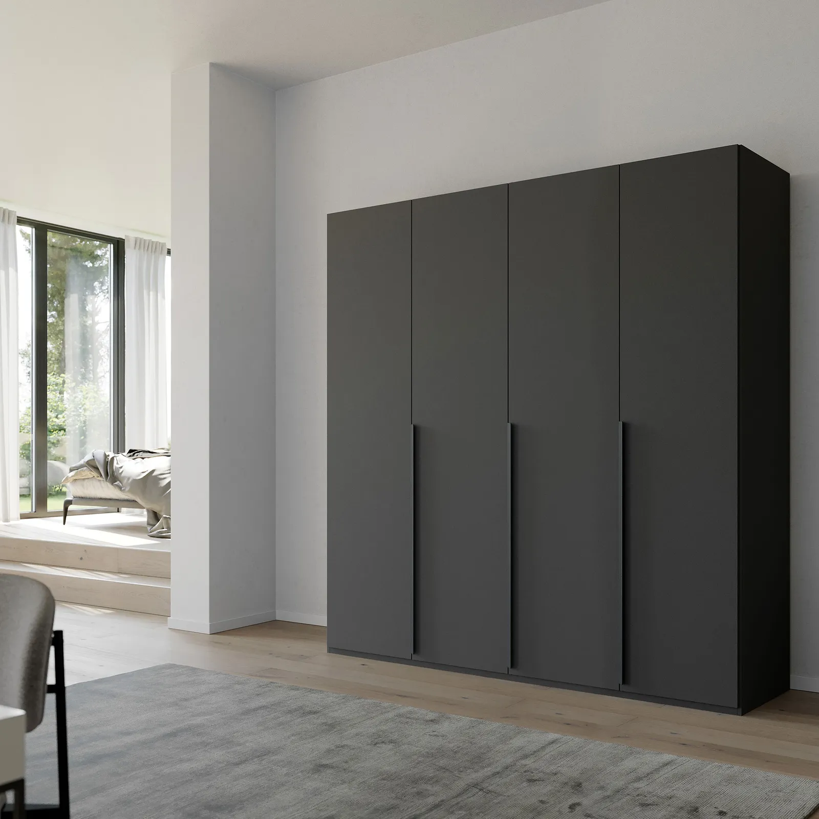 Frans 4 Door Wardrobe 201Cm, Black | Barker & Stonehouse 2