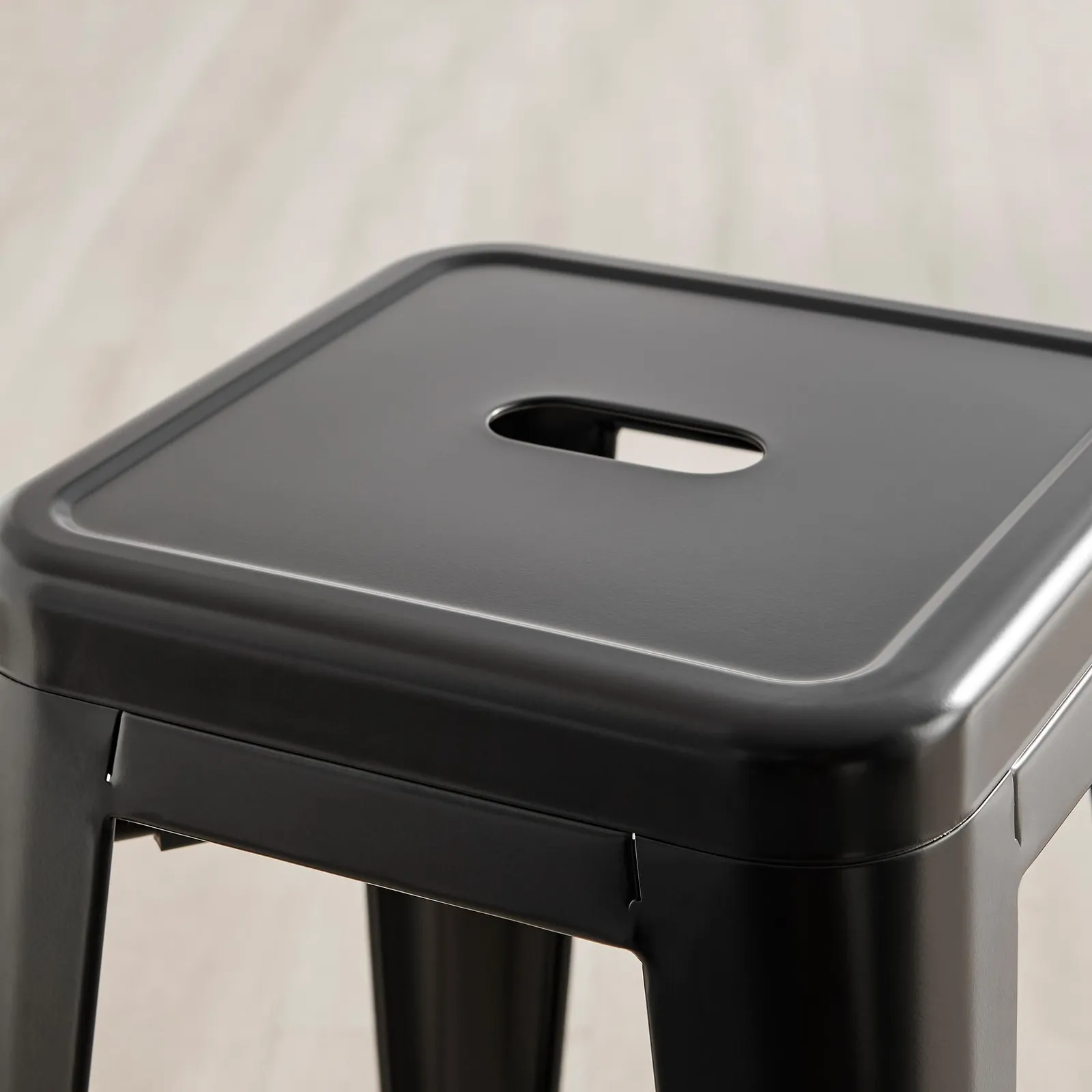 FurnitureboxUK Set of 2 Colton 'Tolix' Style Metal Stackable Retro Industrial Bar Stools in Black 3