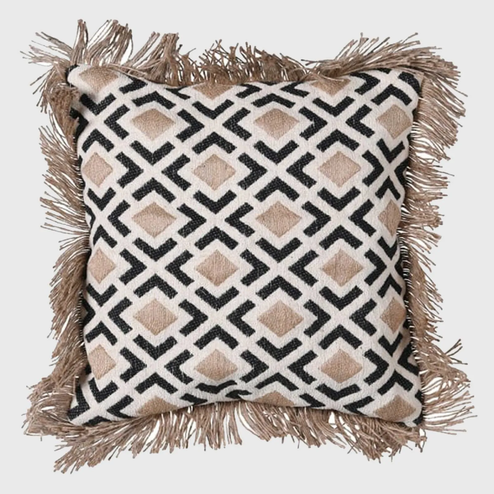 FLORIAN FRINGED CUSHION, Square Cotton Blend | Barker & Stonehouse