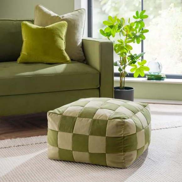 Eliza Patchwork Cube Pouffe 1