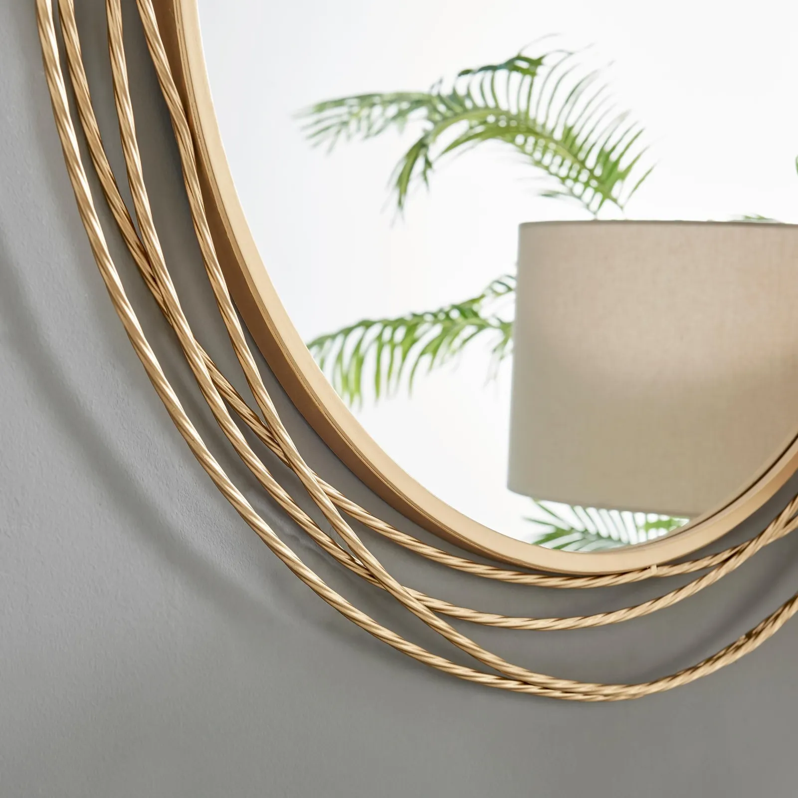 FurnitureboxUK Saskia 90cm Round Gold Art Deco Layed Metal Rope Hallway Bedroom Dining & Living Room Wall Mirror 4