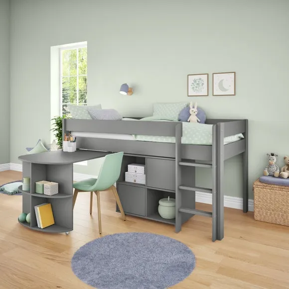 Uno Midsleeper With Pull Out Desk And Cube Unit Pine 3