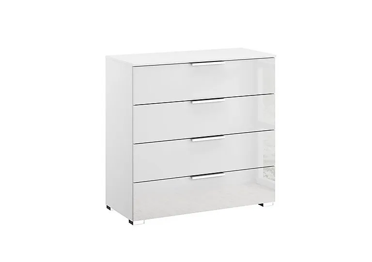 Formes Glass 4 Drawer Wide Chest - White/White Front