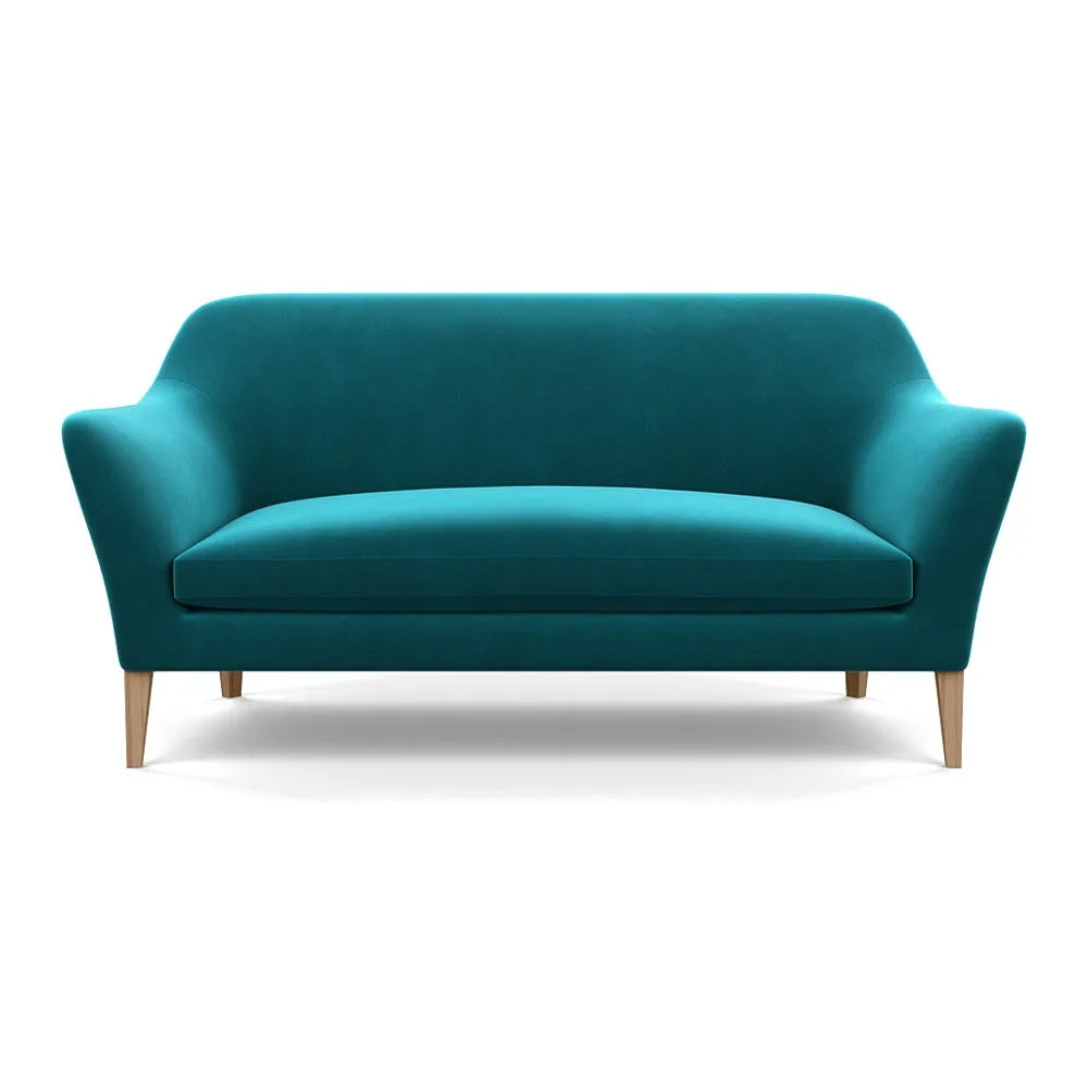 Heal's Wallis 3 Seater Sofa Smart Velvet Petrol Stained Oak Feet