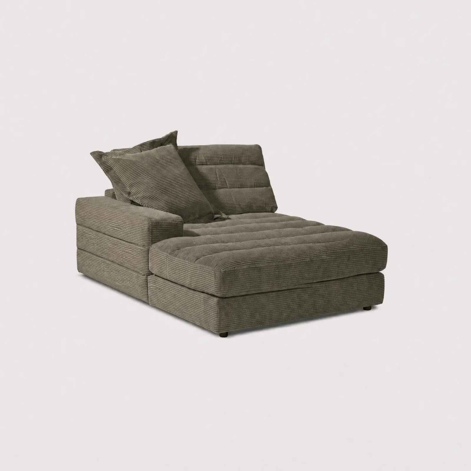 Twain Long Longchair Armrest Left Modular Sofa, Green Fabric | Barker & Stonehouse
