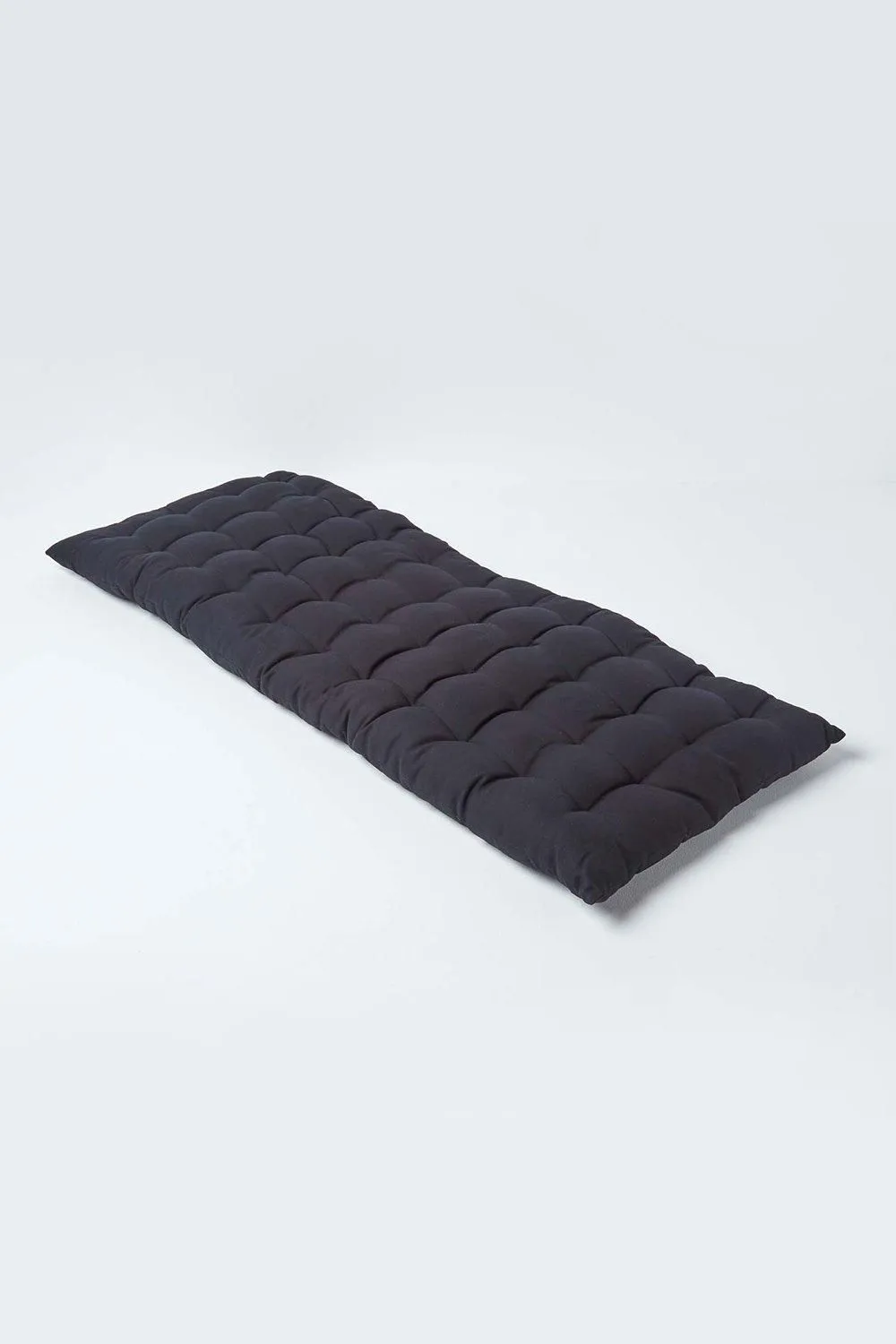Homescapes Garden Bench Cushion Luxury 2 Seater Cotton Indoor Outdoor Pad, 108 x 42cm in Black 1