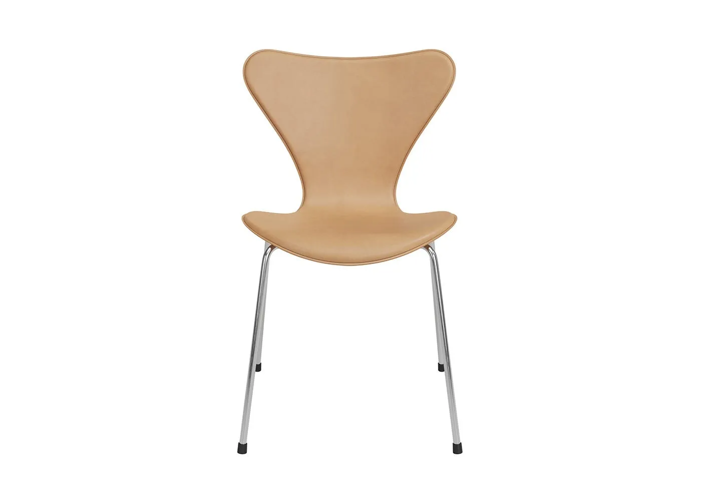 Fritz Hansen Series 7 Chair Harness Leather Warm Ecru Chrome Legs