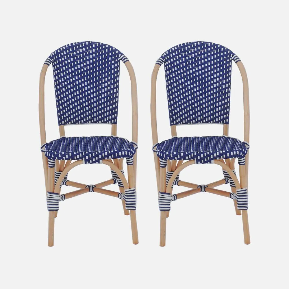 sweeek Pair Of Rattan Bistro Chairs & Polyrattan in Blue 2