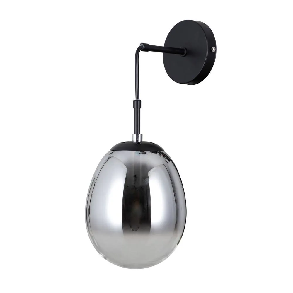 Netlighting Meolo Globe Wall Lamp Matt Black with Smoked Shade 2