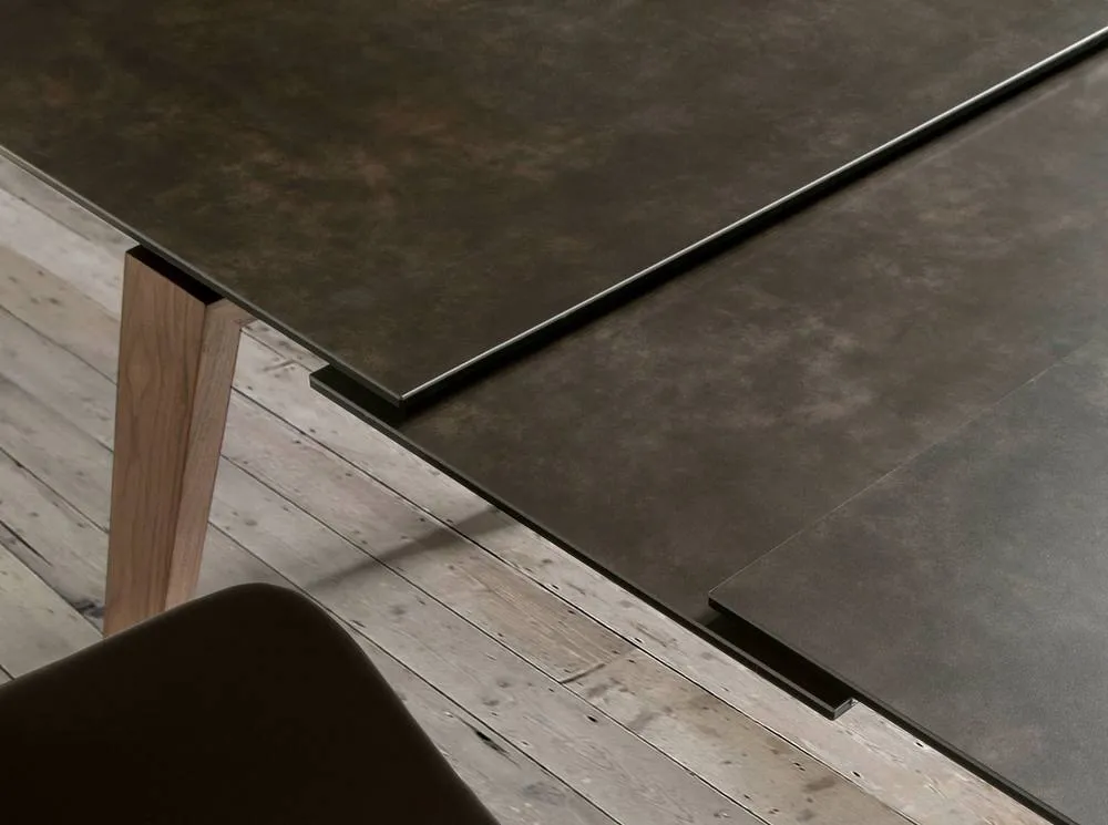 Angel Cerda Rectangular Extendable Dining Table Porcelain Marble in Brown 5