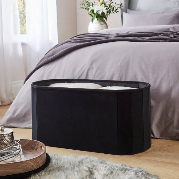 Recycled Velour Lozenge Ottoman with Tray 3