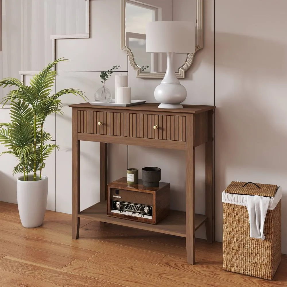 Melody Maison 2 Drawer Console / Dressing Table - Hales Dark Wood Range in Brown