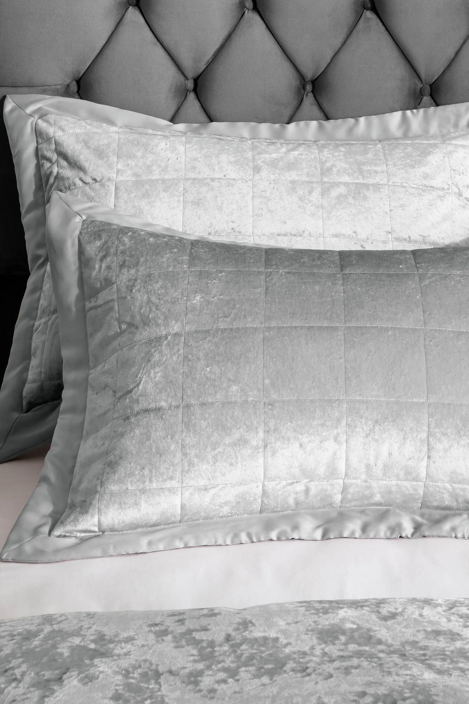 Catherine Lansfield 'Crushed Velvet' Pillowsham Pair in Silver