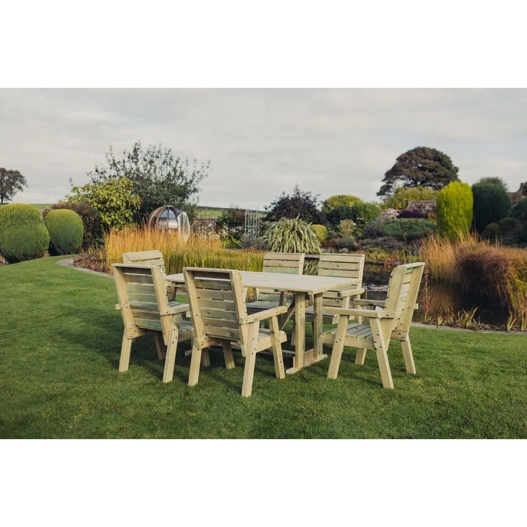 Churnet Valley Garden Furniture Ltd Clover 6 Seater Rectangular Table & Chair Sets - Partially Assembled in Brown
