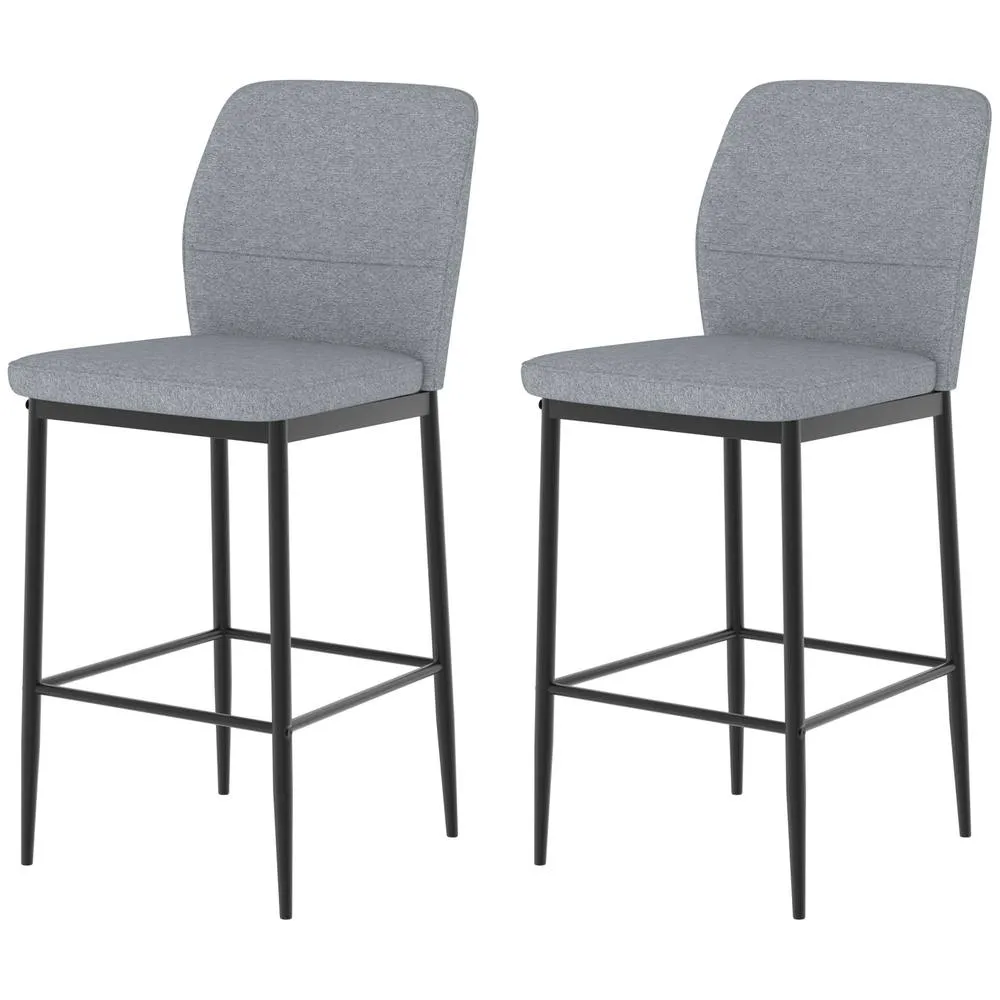 HOMCOM Modern Tall Chairs with Footrest & Backrest, Grey