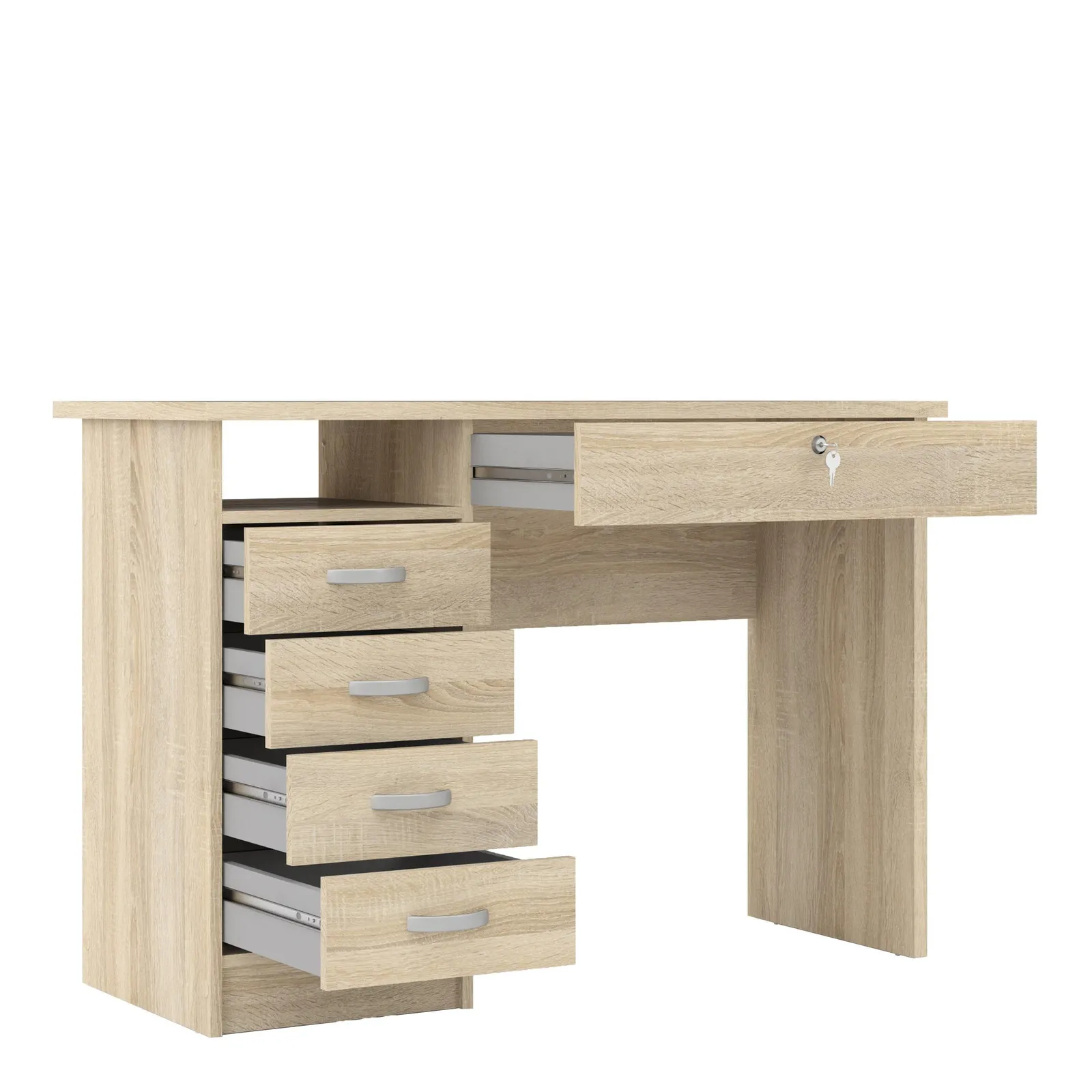 Furniture To Go Function Plus Desk 5 Drawers in Light Oak 5