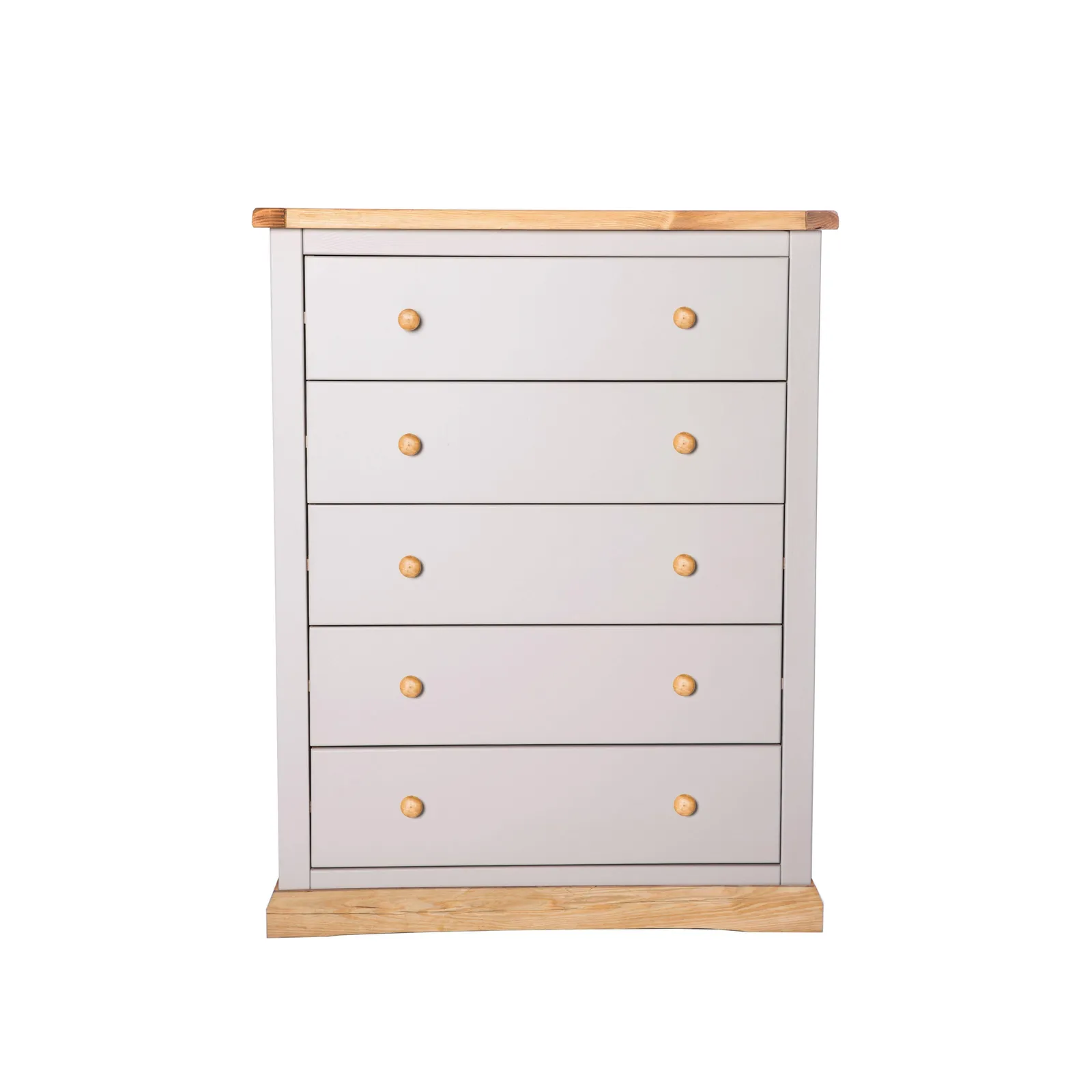 Cabinet Bits Bomporto 5 Drawer Chest of Drawers Wood Knob in Light Grey