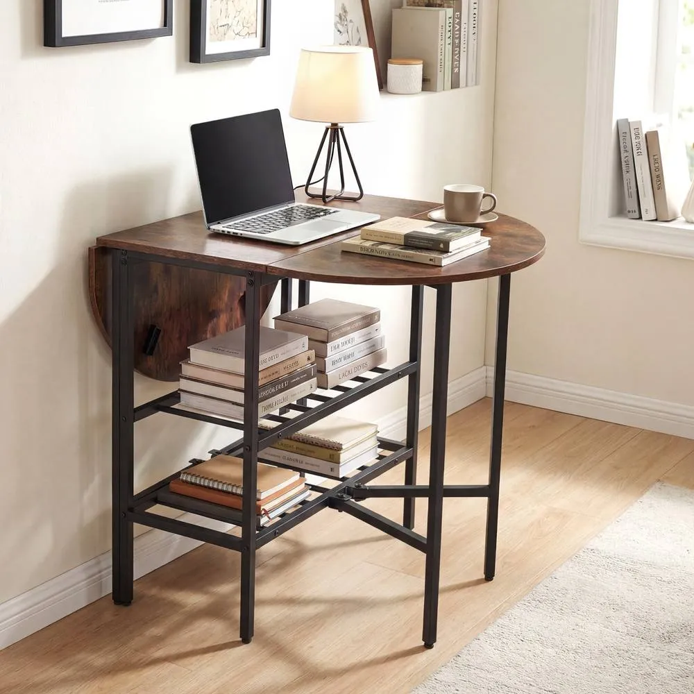 Costway Folding dining table Oval dining table w/2 folding panels Dining table in Brown 6