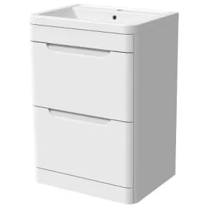 Wickes Malmo Gloss White J Pull Freestanding Vanity Unit & Basin - 967 x 600mm