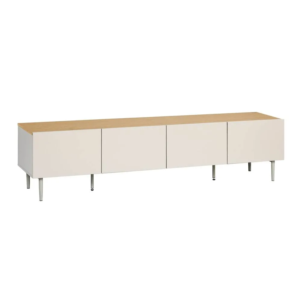 sweeek TV stand metal with wood decor 4 doors 180 cm in Beige 2