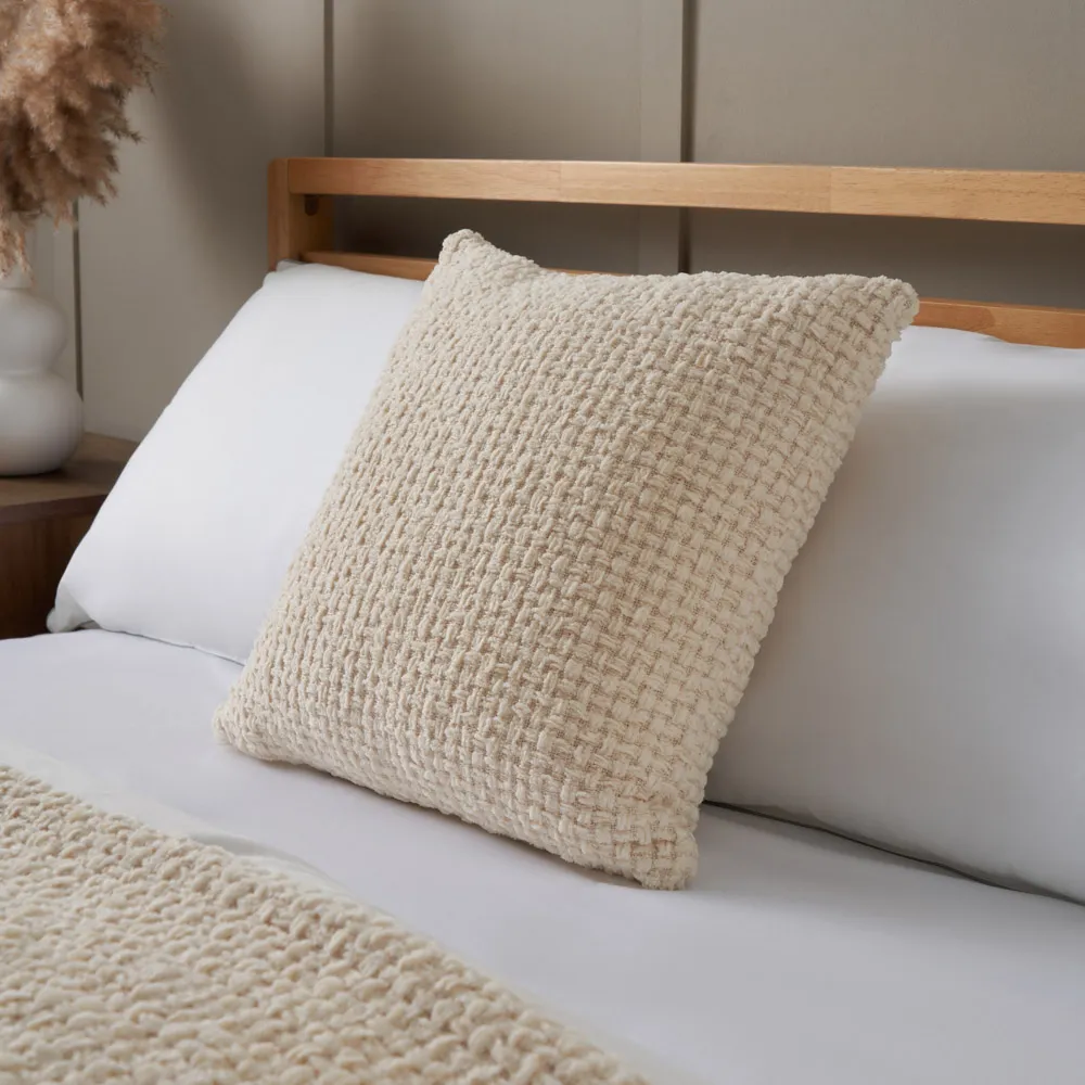 Cross Weave Cushion, Cream 1