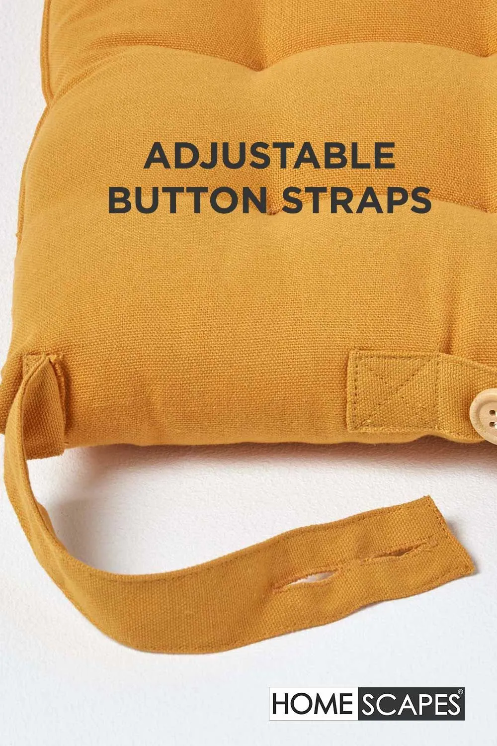 Homescapes 4 Pack Seat Pads Luxury 100% Cotton Indoor Outdoor Garden Cushion, 40cm in Mustard 5