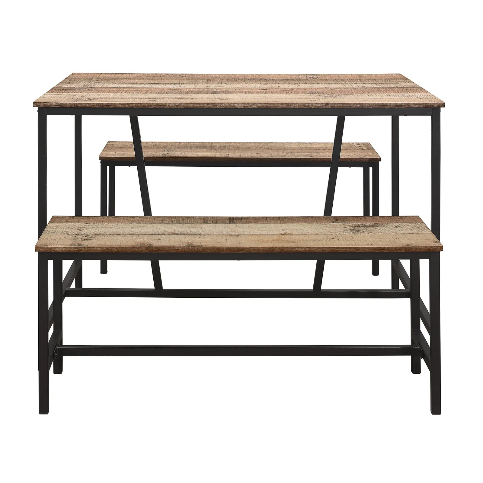 Urban Rustic Dining Table and Bench Set Brown and Black