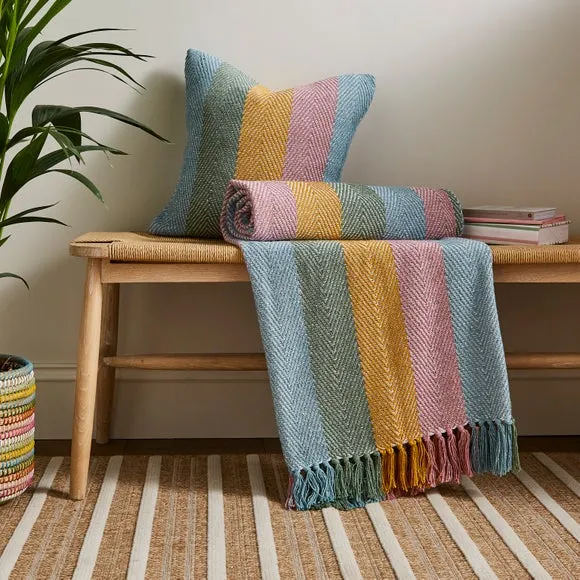 Jenson Striped Pastel Square Cushion