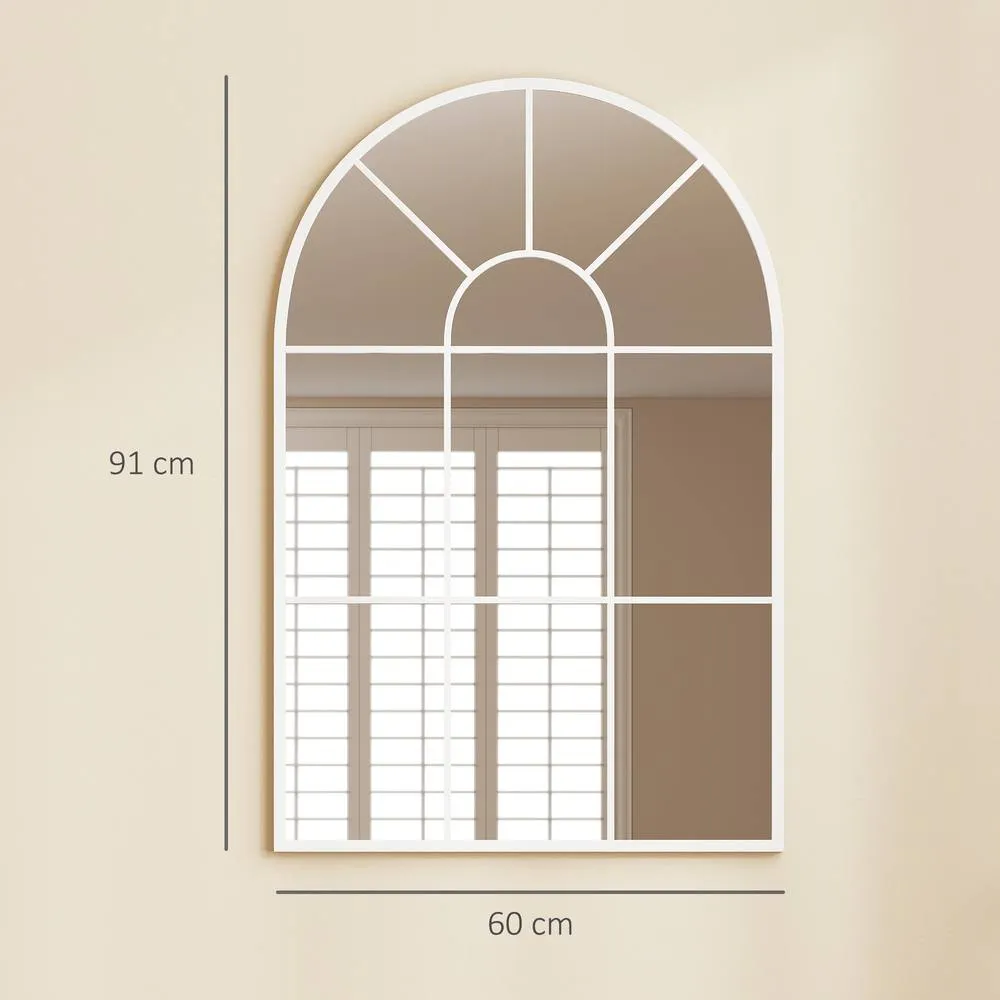 HOMCOM Arched Window Wall Mirror for Living Room Bedroom, 91x60cm, White 3
