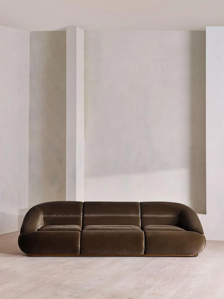 Edison Modular Sofa, Four Seater, Velvet, Chocolate