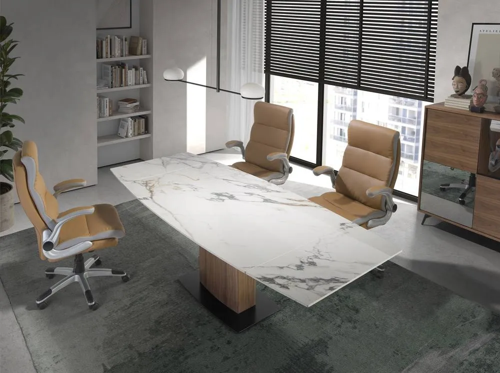 Angel Cerda Oval Extending Dining Table White Porcelain Marble 3