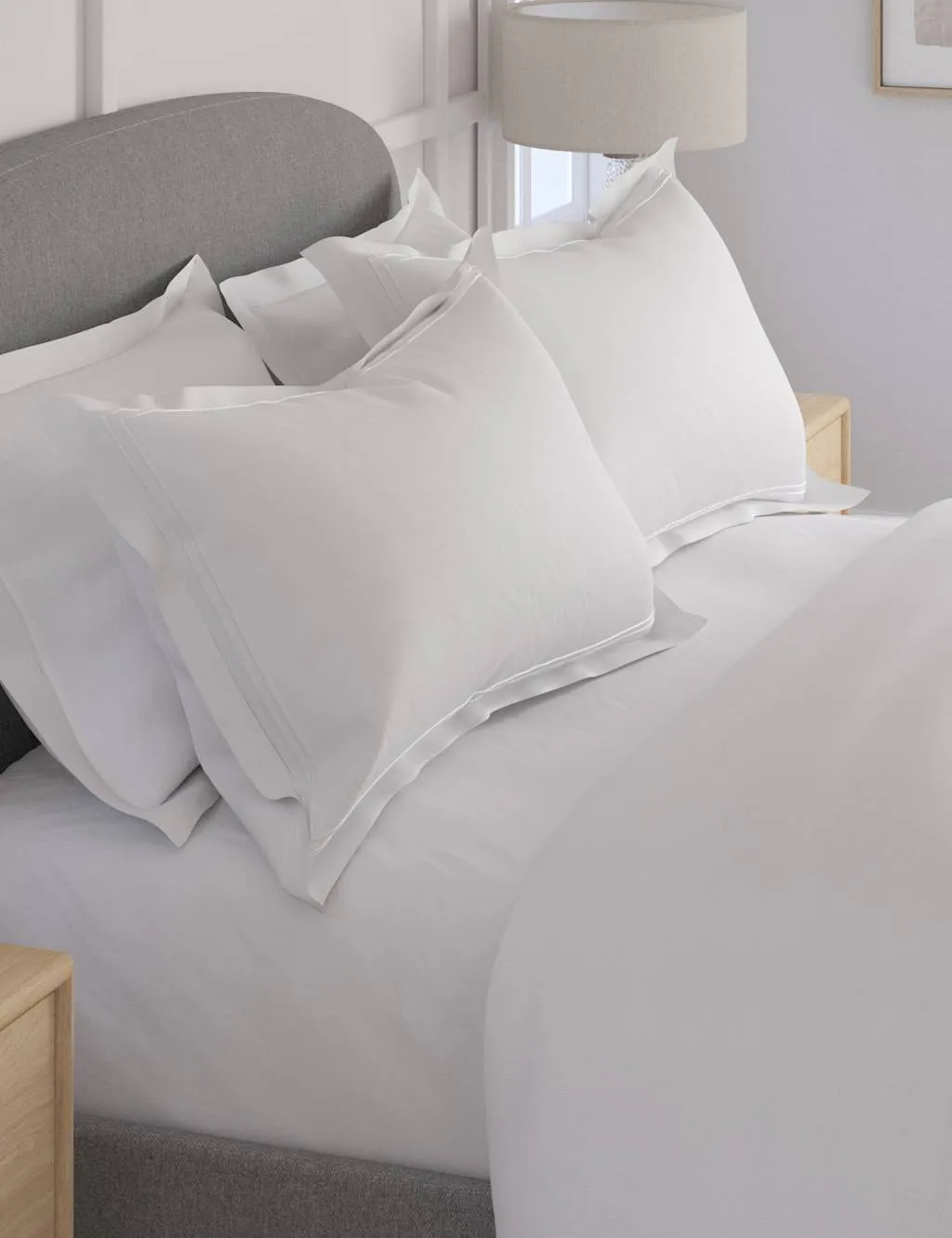 M&S 2 Pack Pure Cotton 600 Thread Count Oxford Pillowcases White
