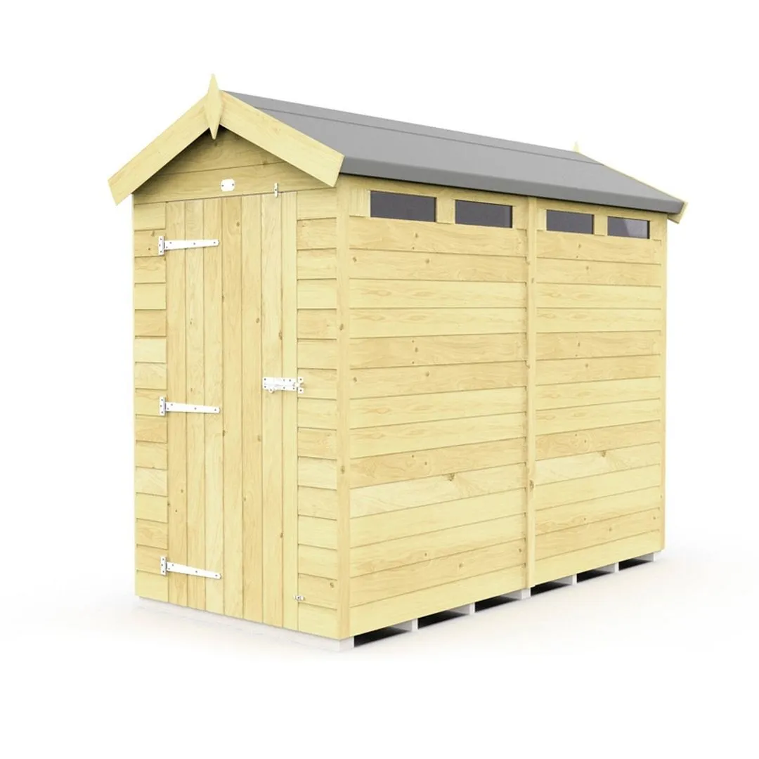Buttercup Farm 4 x 8 Feet Apex Security Shed - Single Door - L243 x W118 x H217 cm in Brown