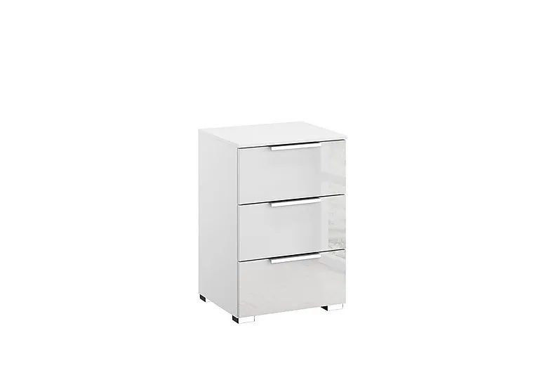 Formes Glass 3 Drawer Bedside Chest - White/White Front