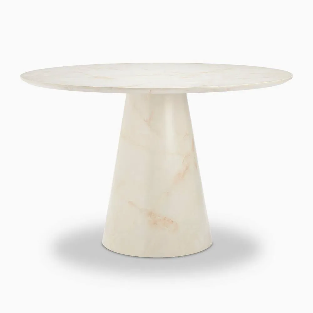 FurnitureboxUK Palma Round Cream Marble Effect Dining Table & 4 Caia Chairs 3