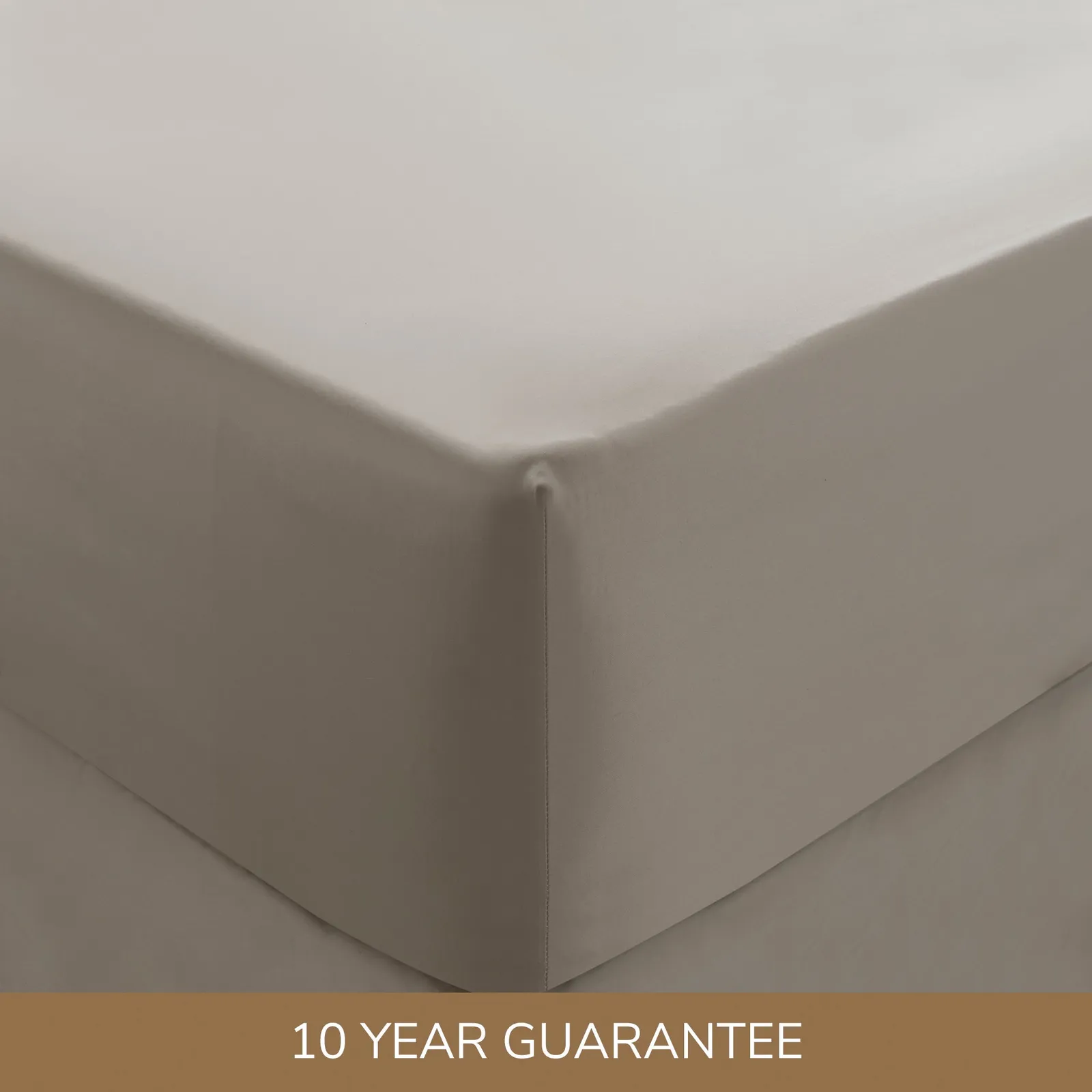 Dorma 300 Thread Count 100% Cotton Sateen Plain Fitted Sheet Beige