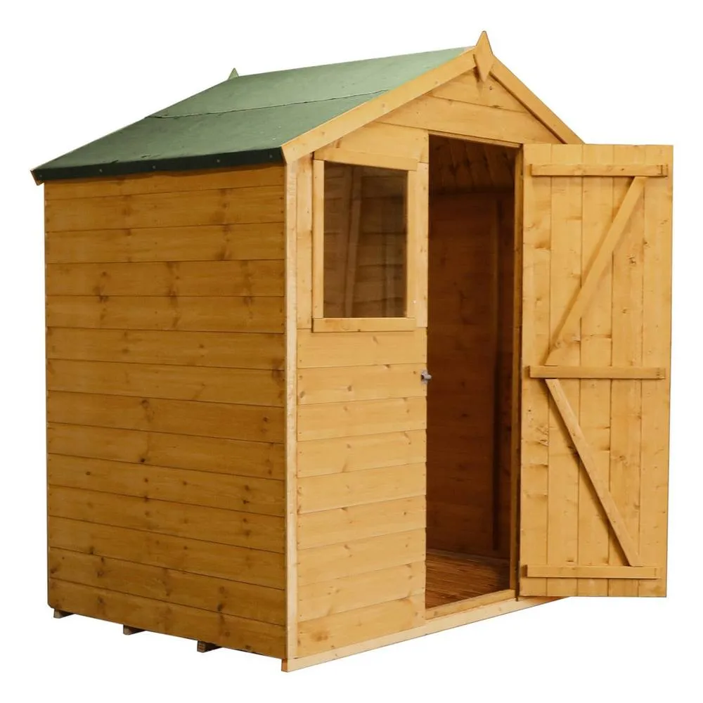 Mercia 4 x 6 Feet Shiplap Apex Shed - L124.1 x W197.6 x H204.2 cm - Brown 2