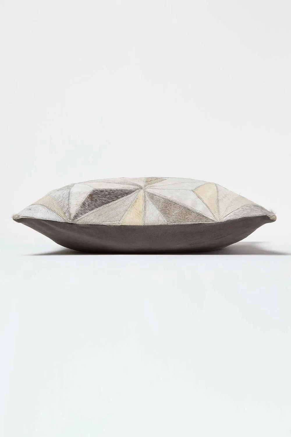 Homescapes Geometric Star Leather Cushion 45 x 45 cm in Grey 4