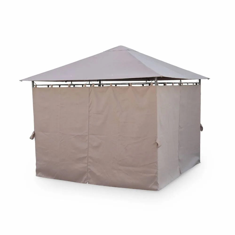 sweeek Heavy duty 3x3m gazebo with curtains in Taupe 3