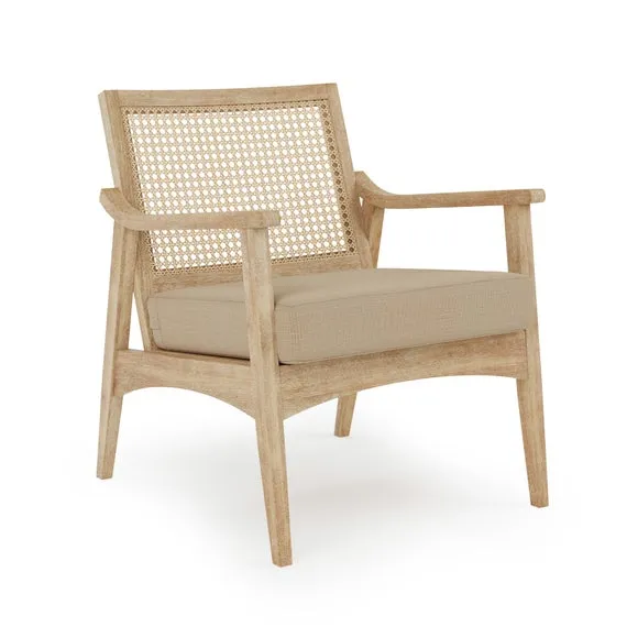 Giselle Rattan Back Wooden Arm Accent Chair 3
