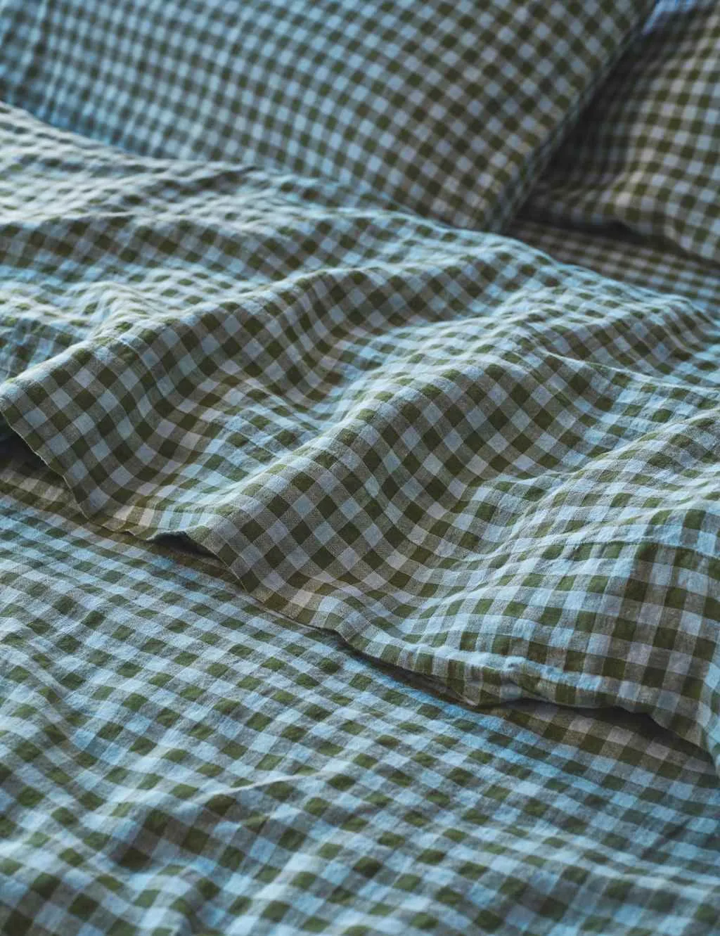 Piglet In Bed Pure Linen Gingham Flat Sheet Multi