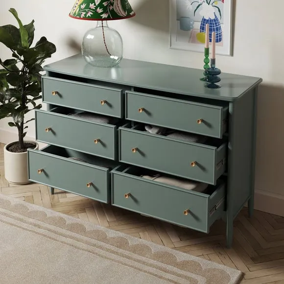 Remi Wide 6 Drawer Chest, Lilypad Green 2