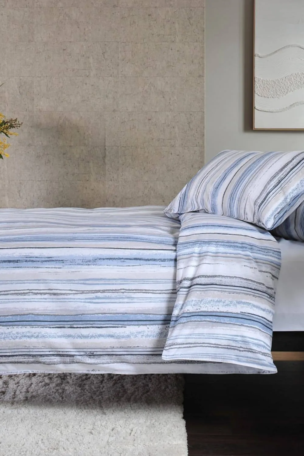 The Lyndon Company Blue Chalkie 100% Cotton Duvet Set with Broken Texture 4